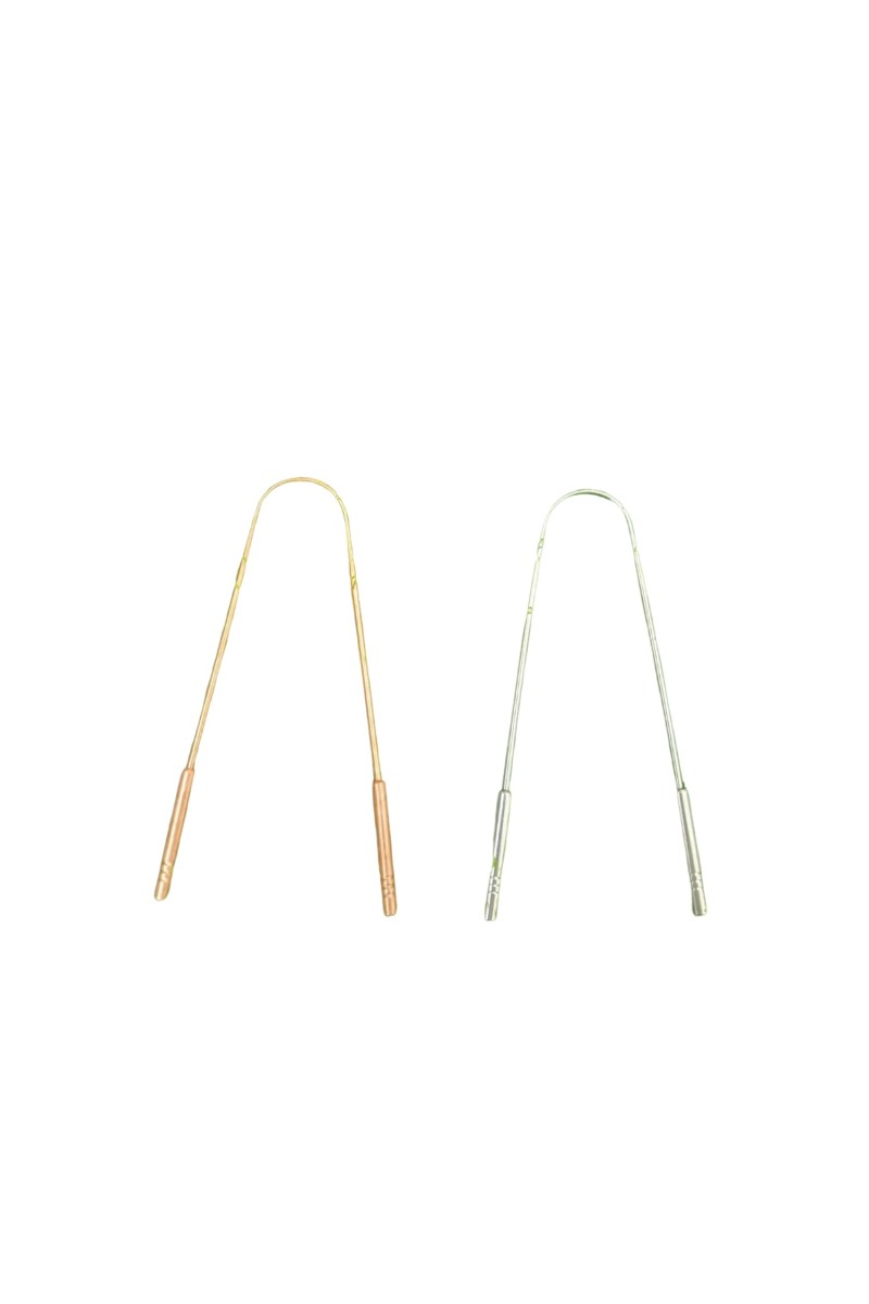 Stainless Steel & Copper Tongue Cleaner Set of – 7 Pack Oral Hygiene Tongue Scrapers for Adults Anti-Gag Design for Fresh Breath