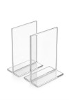 Transparent Acrylic T Shape Display Stand (8 × 6 × 4 cm) – Clear Photo Holder, Price Tag Holder, Table Sign Holder for Shop Counter, Office Desk, Menu Card & Photo Display (pack of 2)