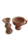 Handmade Clay Dhoop Dani and Pradeep Traditional Terracotta Diya for Puja Home Temple Decoration Festival Use (Set of Two)