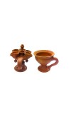 Panch Pradeep with Dhunuchi Combo - Traditional Handcrafted Terracotta 5-Lamp Oil Holder & Incense Holder for Pooja, Religious Ceremonies, Diwali, and Festivals