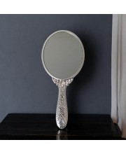 Oval Silver-Plated Plastic Hand Mirror, Medium Size - Portable Mirror for Makeup, Travel, and Daily Use | Pack of 1