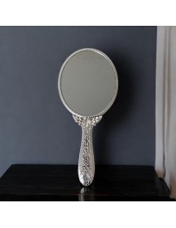 Oval Silver-Plated Plastic Hand Mirror, Medium Size - Portable Mirror for Makeup, Travel, and Daily Use | Pack of 1