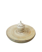 Handcrafted Wooden Dhoop Dani | Traditional Incense Burner with Lid – Natural Finish
