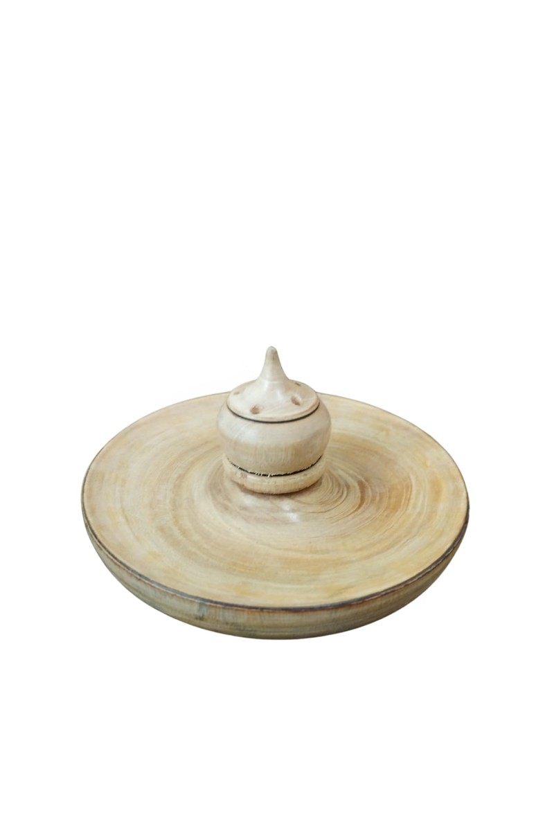Handcrafted Wooden Dhoop Dani | Traditional Incense Burner with Lid – Natural Finish
