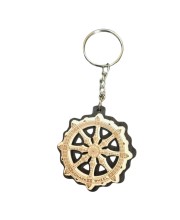 Wooden Wheel Key Chain | Sun Temple Chakra Design Key Ring | Odisha Handicraft Religious Souvenir Gift (wooden wheel keychain)