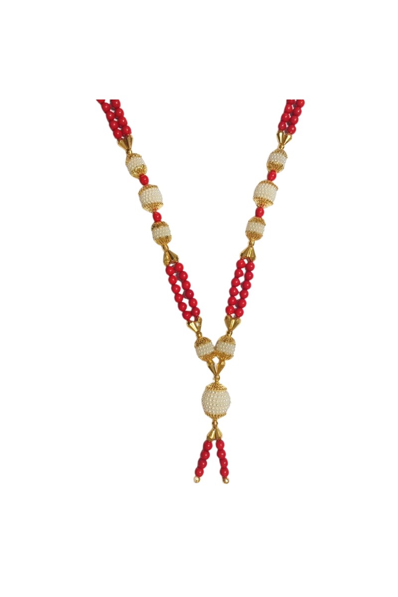 Handmade Moti Mala Artificial Multicolor Pearl Garland | Decorative Haar for God Idol, Temple & Home Décor (16 inch)