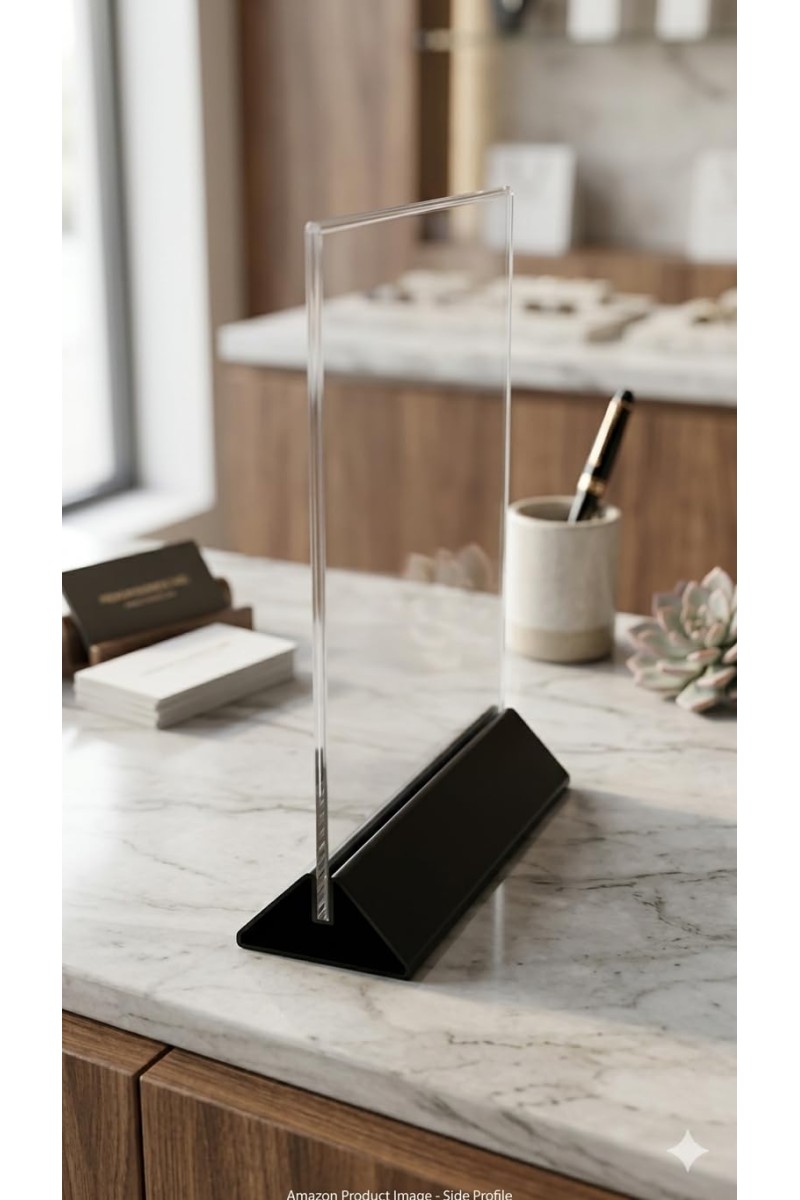 Clear Acrylic Photo Frame Stand | Transparent Crystal Photo Holder for Table & Desk Display | Modern Minimalist Picture Frame for Home, Office & Tabletop Photo Stand (5x7 size).