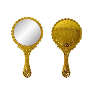Makeup Plastic Portable Hand Mirror | Compact Handheld Mirror for Travel, Beauty, and Daily Use (Gold)