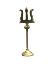 HiTechMart Handcrafted Brass Trishul Stand – Divine Hindu Trident for Puja, Home Temple & Spiritual Décor – Durable & Auspicious Religious Symbol for Lord Shiva Worship
