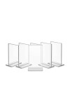 Transparent Acrylic T Shape Display Stand (8 × 6 × 4 cm) – Clear Photo Holder, Price Tag Holder, Table Sign Holder for Shop Counter, Office Desk, Menu Card & Photo Display (pack of 5)