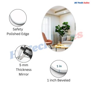 Hitech Sales Oval Wall Mounted Mirror 29.5 x 39 cm Modern Decorative Mirror for Bathroom, Living Room, or Bedroom (Vertical & Horizontal Use)