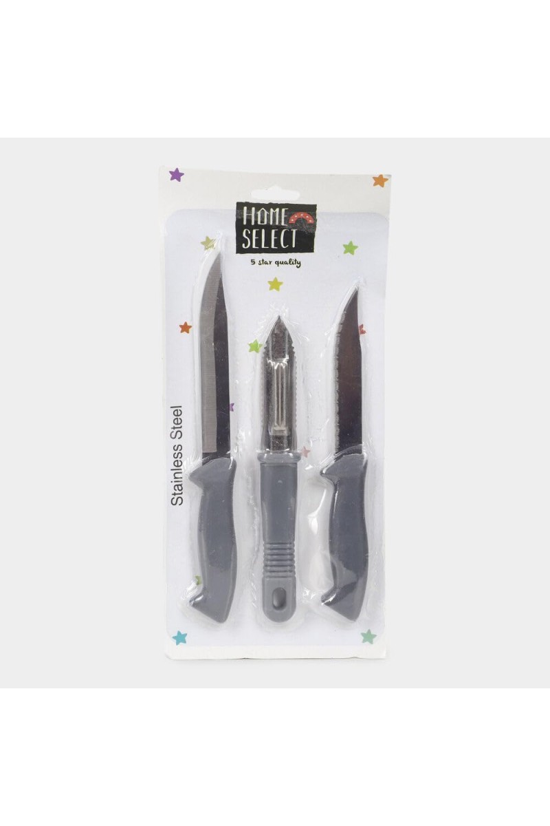 Steel Knife & Peeler Set of 3 Big Knife -22cm|Small Knife-18cm |Peeler-16cm (Pack of 3)