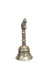 HiTechMart Traditional Brass Hand Bell with Nandi Design – Antique Finish for Puja