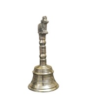HiTechMart Traditional Brass Hand Bell with Nandi Design – Antique Finish for Puja