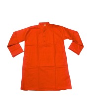 Men’s Cotton Kurta – Traditional Ethnic Wear Long Sleeve Kurta Pajama for Festivals, Puja, Wedding & Casual Wear – Orange