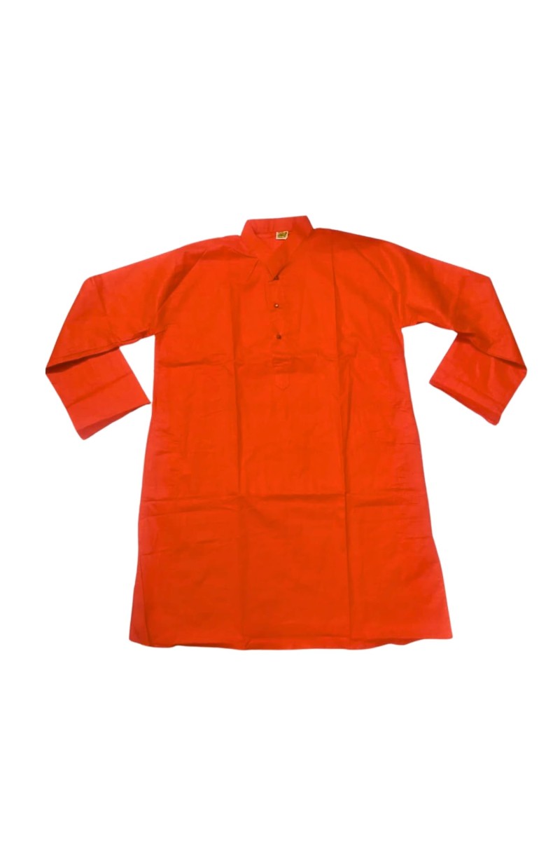 Men’s Cotton Kurta – Traditional Ethnic Wear Long Sleeve Kurta Pajama for Festivals, Puja, Wedding & Casual Wear – Orange