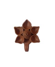 Handicrafts Handmade Traditional Terracotta Pancha Pradeep (Pancha Diya) with Dhoop Stand for Diwali and Puja – Perfect for Home Décor