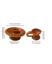 Handcrafted Terracotta Dhoop Daani Stand with Diya Pradeep - Traditional Indian Incense Holder & Oil Lamp for Pooja, Meditation, and Home Decor, Religious Rituals