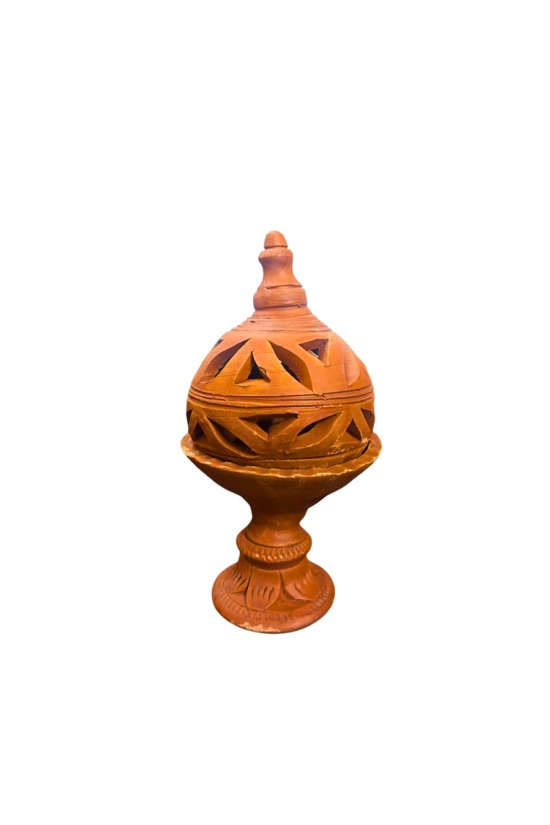 Clay Terracotta Diya for Puja & Diwali | Handmade Earthen Oil Lamp for Home Temple, Festival & Spiritual Décor (23inch/7.5cm)