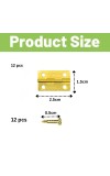 12 pcs Mini Hinges with Screws – Small Brass Hardware for Wooden Boxes, Models & Furniture