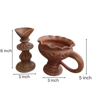 Handmade Clay Dhoop Dani and Pradeep Traditional Terracotta Diya for Puja Home Temple Decoration Festival Use (Set of Two) Handmade Clay Dhoop Dani and Pradeep Traditional Terracotta Diya for Puja Home Temple Decoration Festival Use (Set of Two)