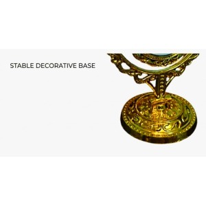 Vintage Oval Tabletop Mirror with Ornate Golden Frame – Classic Decorative Vanity Mirror, Rotating Double-Sided Design for Makeup & Dressing Vintage Oval Tabletop Mirror with Ornate Golden Frame – Classic Decorative Vanity Mirror, Rotating Double-Sided Design for Makeup & Dressing