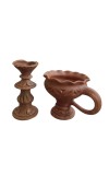 Handmade Clay Dhoop Dani and Pradeep Traditional Terracotta Diya for Puja Home Temple Decoration Festival Use (Set of Two)