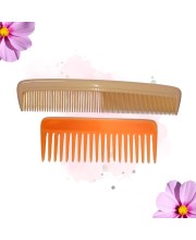 Hi Tech Sales Green Dressing Hair Comb & Wide Tooth Shampoo Comb for Men & Women | Pack of 2 (Beige & Orange)