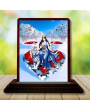 Car Desk/Table Top Goddess Durga Matha Wooden Photo Stand â€“ 3x4 Inches, Compact & Stylish Spiritual Display For Car, Home & Office (Pack Of 1) (F14418)