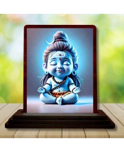 Car Desk/Table Top Lord Shiva Wooden Photo Stand â€“ 3x4 Inches, Compact & Stylish Spiritual Display For Car, Home & Office (Pack Of 1) (F14621)