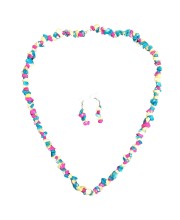 HiTechMart Handmade Colorful Stone Beaded Necklace & Earring Set – Bohemian Chunky Jewelry for Women & Girls – Vibrant Fashion Accessories