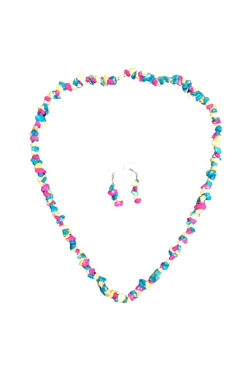 HiTechMart Handmade Colorful Stone Beaded Necklace & Earring Set – Bohemian Chunky Jewelry for Women & Girls – Vibrant Fashion Accessories