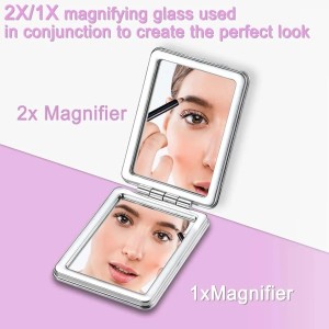 Makeup Mirror, Vanity Mirror for Cosmetic Application,Pocket Mirror, Small Travel Mirror with Magnification, Portable Double-Sided Magnifying Cosmetic Mirror for Daily (White)