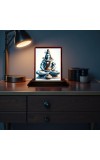 Car Desk/Table Top Lord Shiva Wooden Photo Stand 3x4 Inches, Compact & Stylish Spiritual Display For Car, Home & Office (Pack Of 1) (F14630)
