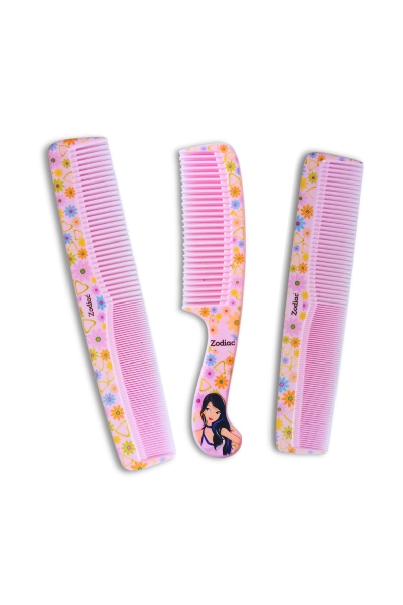 Hitech Sales Floral Hair Comb Set 3-Piece for Women and Girls Durable & Stylish Grooming Essentials (Color may vary)
