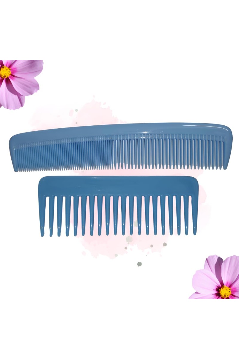 Hi Tech Sales Green Dressing Hair Comb & Wide Tooth Shampoo Comb for Men & Women | Pack of 2 (Sky)
