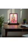 Car Desk/Table Top Lord Vishnu Lakshmi Wooden Photo Stand 3x4 Inches, Compact & Stylish Spiritual Display For Car, Home & Office (Pack Of 1) (F14563)