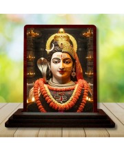 Car Desk/Table Top Lord Shiva Arthanarishwara Wooden Photo Stand â€“ 3x4 Inches, Compact & Stylish Spiritual Display For Car, Home & Office (Pack Of 1) (F14481)