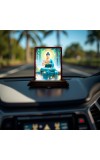 Car Desk/Table Top Lord Buddha Wooden Photo Stand 3x4 Inches, Compact & Stylish Spiritual Display For Car, Home & Office (Pack Of 1) (F14423)