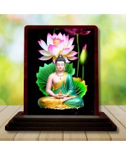 Car Desk/Table Top Lord Buddha Wooden Photo Stand â€“ 3x4 Inches, Compact & Stylish Spiritual Display For Car, Home & Office (Pack Of 1) (F14410)