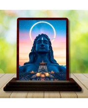 Car Desk/Table Top Lord Shiva Wooden Photo Stand â€“ 3x4 Inches, Compact & Stylish Spiritual Display For Car, Home & Office (Pack Of 1) (F14620)