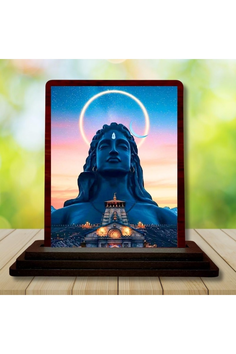 Car Desk/Table Top Lord Shiva Wooden Photo Stand â€“ 3x4 Inches, Compact & Stylish Spiritual Display For Car, Home & Office (Pack Of 1) (F14620)