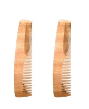 Wooden Neem Comb for Hair | Natural Anti-Static Wooden Hair Comb | Wide & Fine Teeth | Reduces Hair Fall & Dandruff | Unisex (combo of 2)