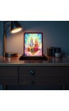 Car Desk/Table Top Lord Vishnu And Lakshmi Wooden Photo Stand 3x4 Inches, Compact & Stylish Spiritual Display For Car, Home & Office (Pack Of 1) (F14601)