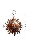 HiTechMart Copper Surya Wall Hanging | Decorative Sun Face for Home Entrance, Vastu, Puja Room & Positive Energy | Antique Finish Metal Sun God Sculpture with Hook (4 Inch)
