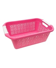 Plastic Laundry Basket with Handles – Durable, Ventilated Storage Hamper for Clothes and Home Organization (pink)