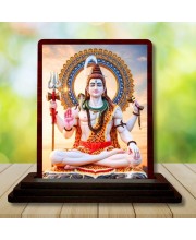 Car Desk/Table Top Lord Shiva Wooden Photo Stand â€“ 3x4 Inches, Compact & Stylish Spiritual Display For Car, Home & Office (Pack Of 1) (F14417)