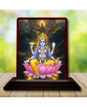 Car Desk/Table Top Lord Vishnu Wooden Photo Stand â€“ 3x4 Inches, Compact & Stylish Spiritual Display For Car, Home & Office (Pack Of 1) (F14405)