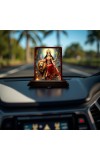 Car Desk/Table Top Goddess Durga Wooden Photo Stand 3x4 Inches, Compact & Stylish Spiritual Display For Car, Home & Office (Pack Of 1) (F14427)