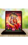 Car Desk/Table Top Lord Vishnu Lakshmi Wooden Photo Stand â€“ 3x4 Inches, Compact & Stylish Spiritual Display For Car, Home & Office (Pack Of 1) (F14561)